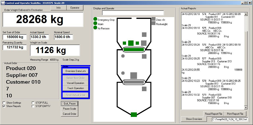 User software for scale control system