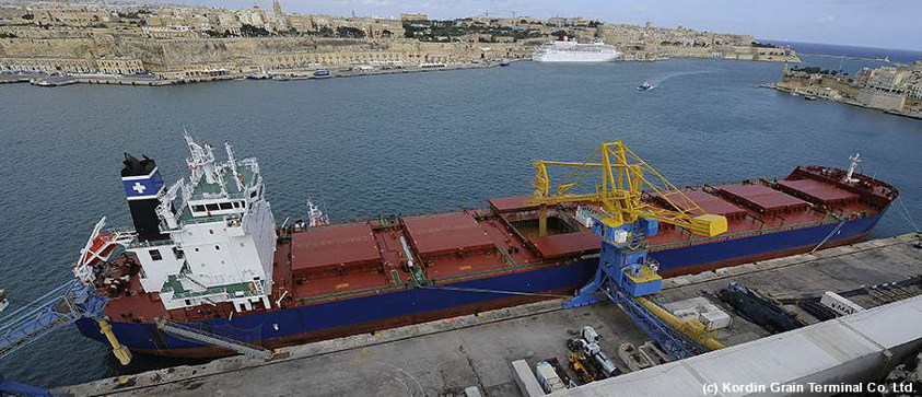 When unloading the MV Androusa the vertical conveyance can dive deep into the vessel's holds
